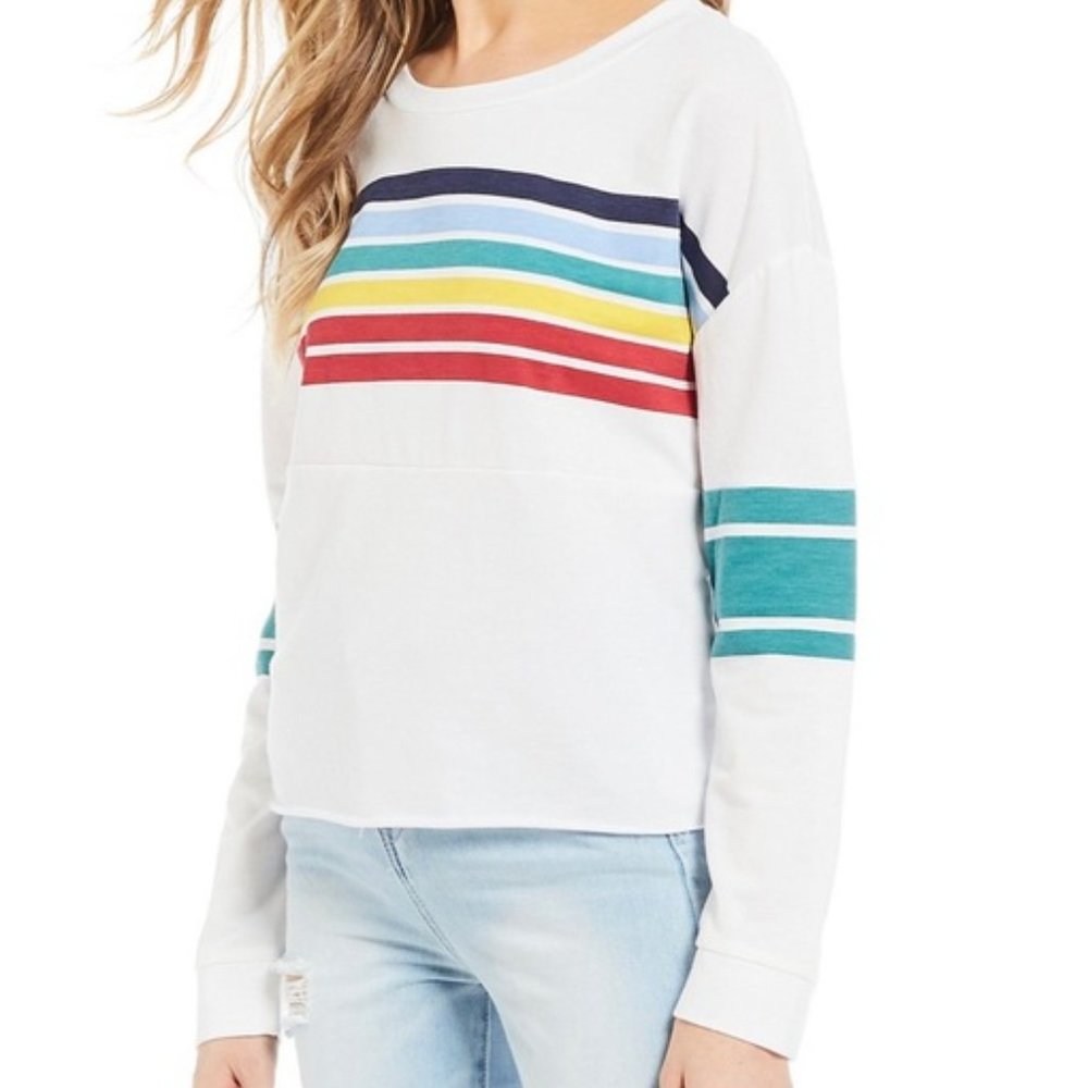 Miss Chievous Rainbow Striped Cropped Sweatshirt
